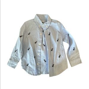 Blue chambray with deer embroidery button down